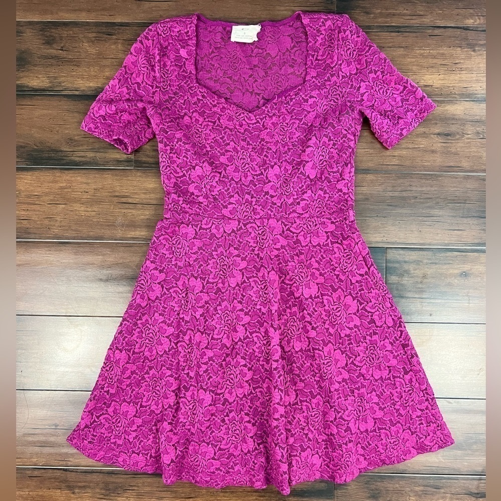 Pins and Needles Purple Lace Skater Dress - Size S